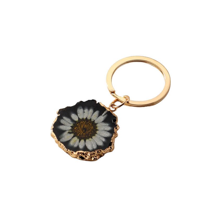 Wholesale Irregular Edge Frosted and Glued Daisy Couple Keychains